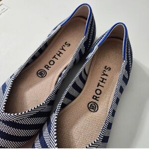 Rothy's Blue Riviera Stripe Pointed Toe Flats